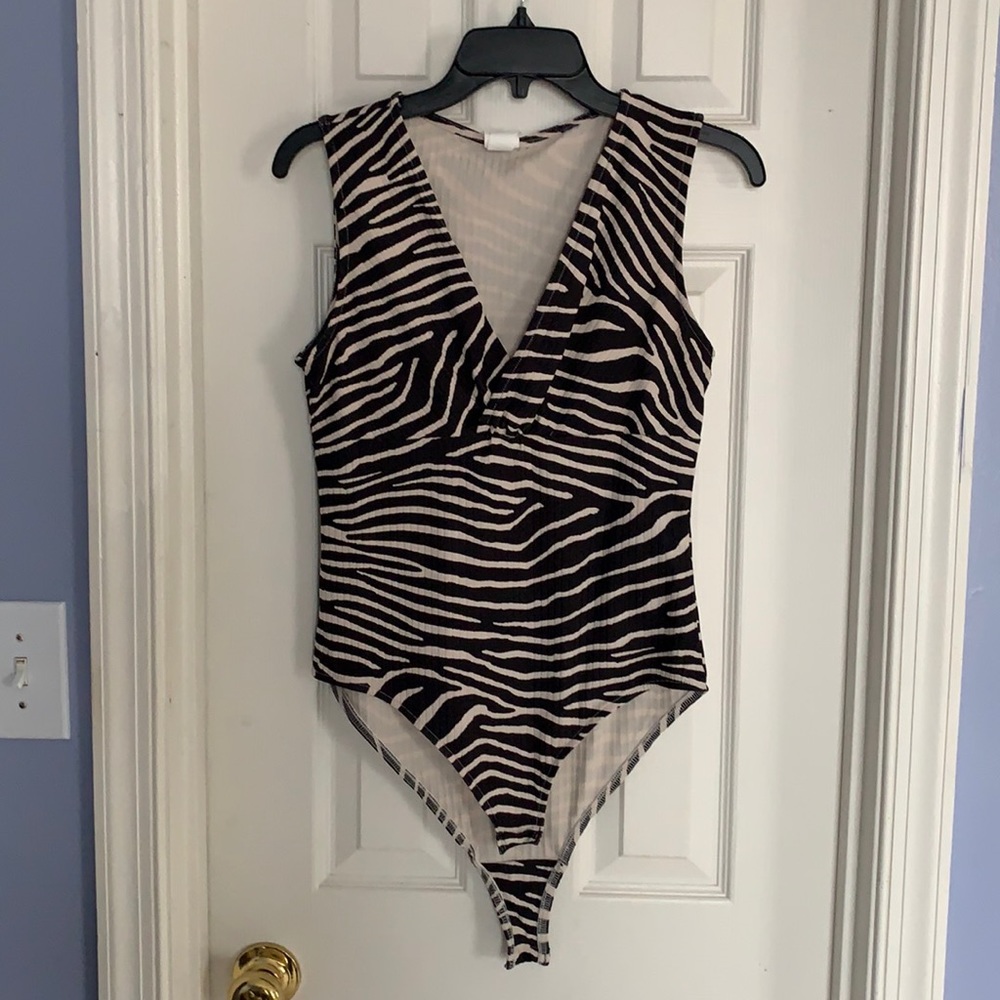 Black and cream striped bodysuit